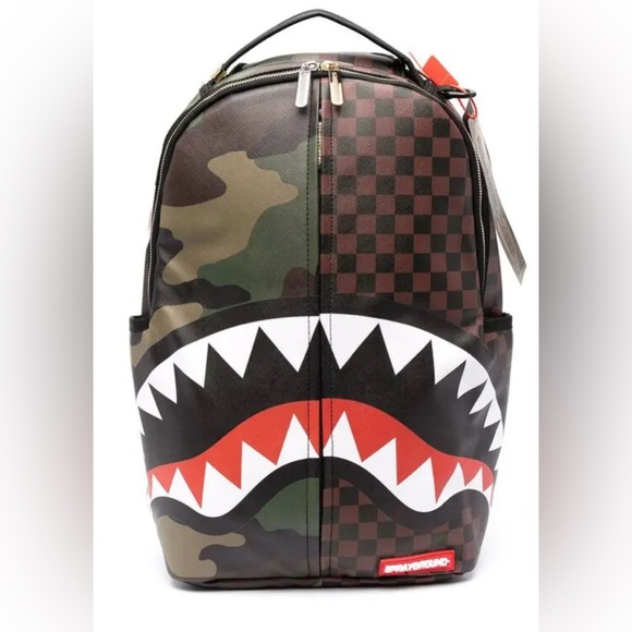 SPRAYGROUND Camouflage And Check-Print Backpack - Brown - Picture 1 of 5